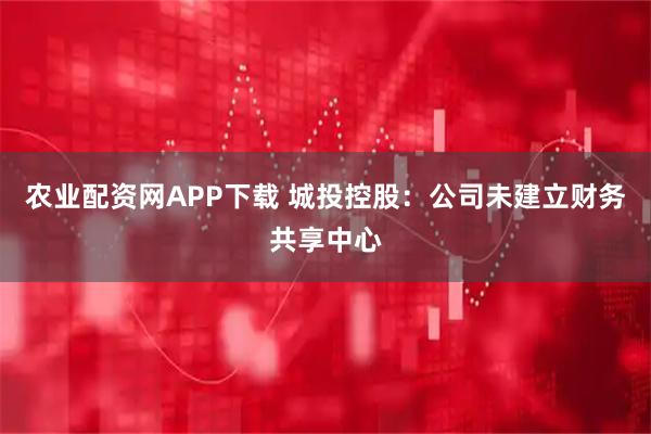农业配资网APP下载 城投控股：公司未建立财务共享中心
